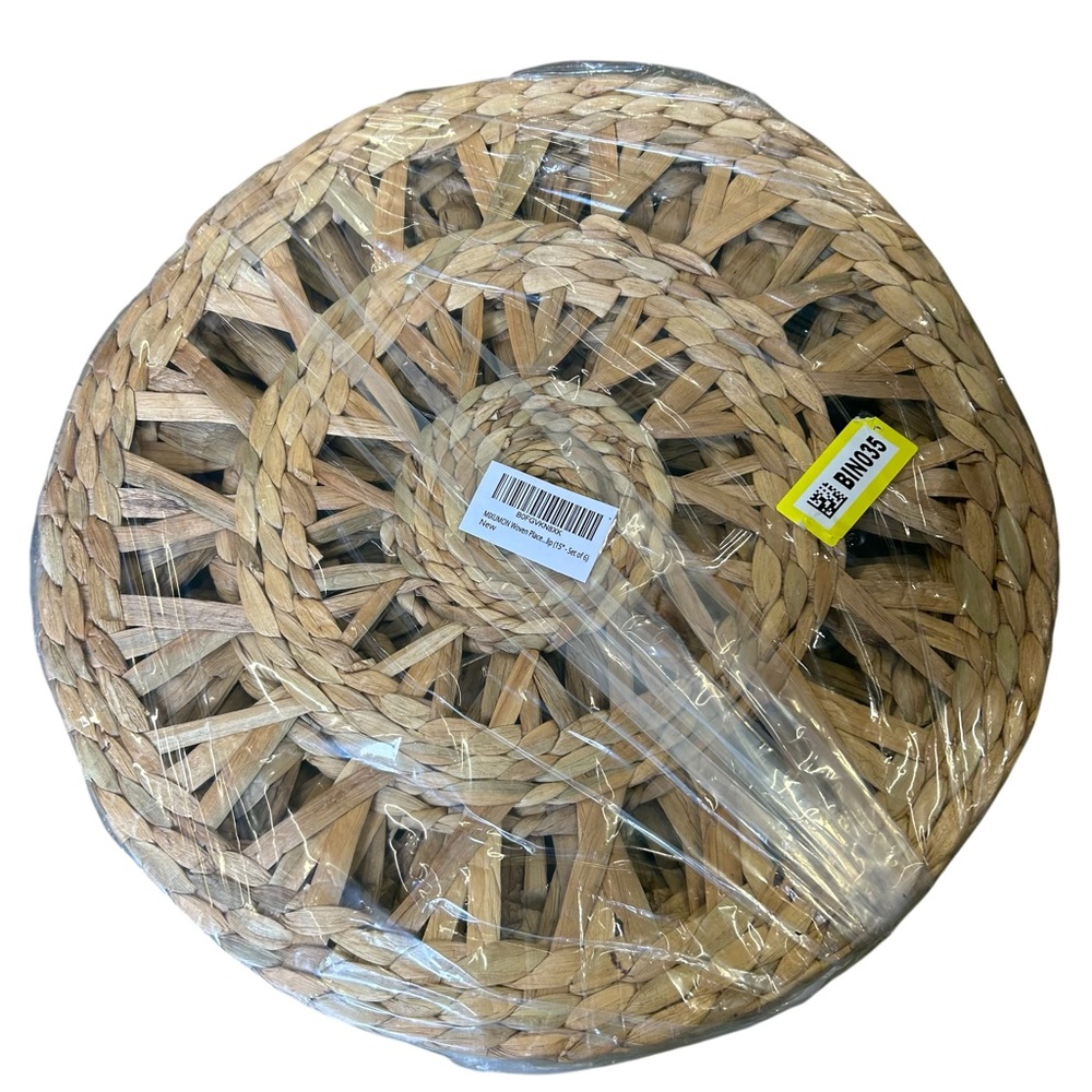 NWT 6 Placemats Round, Natural Wicker Placemat Heat Resistant Non-Slip 15" - Picture 3 of 6